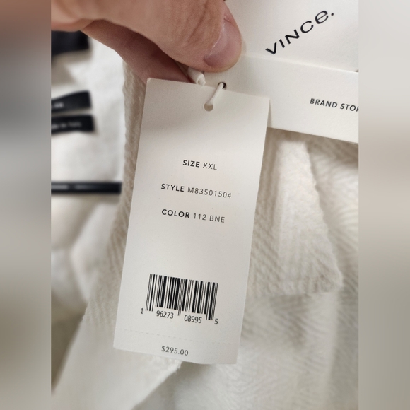 Vince White Textured Italian 100 Percent Cotton Men's Casual Shirt - Picture 5 of 5